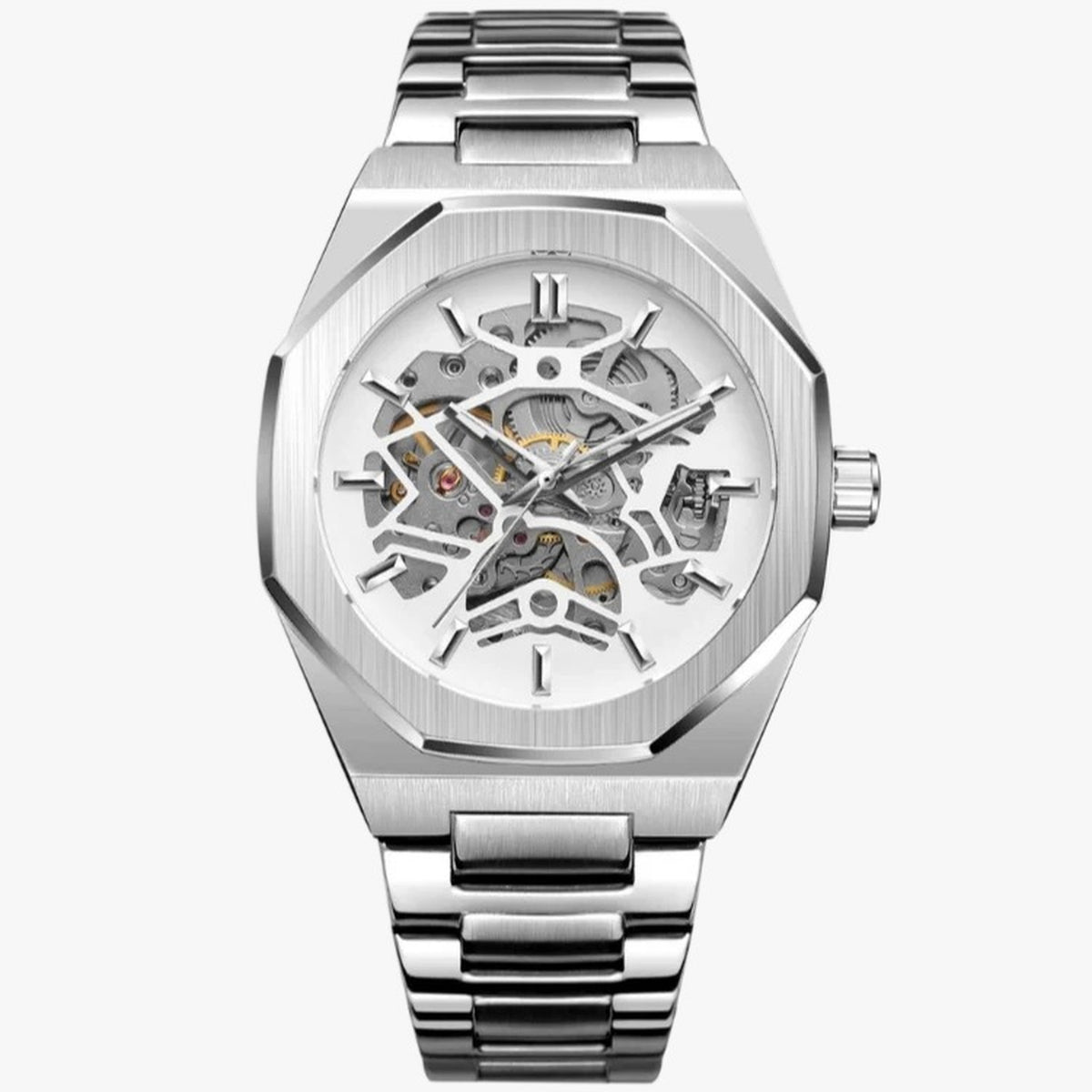 Axton Legend - White - automatic skeleton watch, white dial
