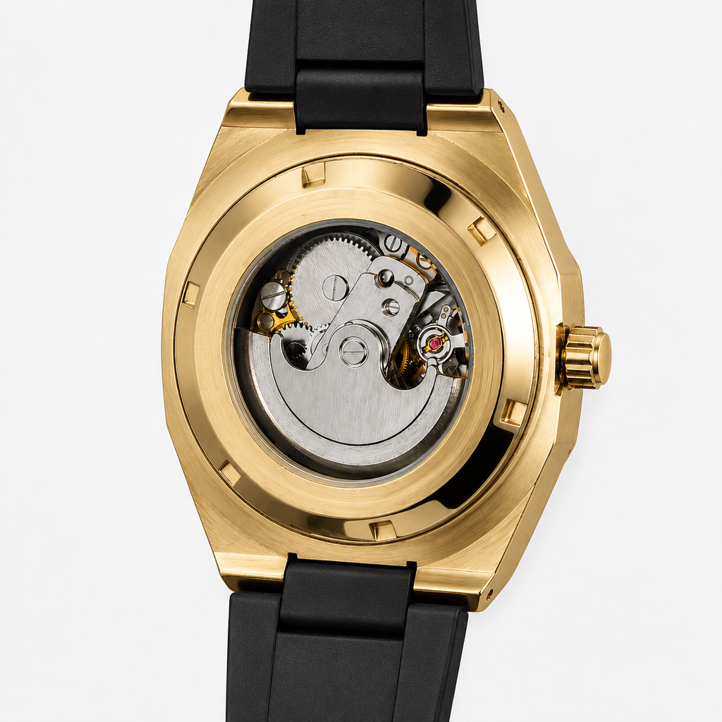 Axton Octa - Gold - case back with automatic movement