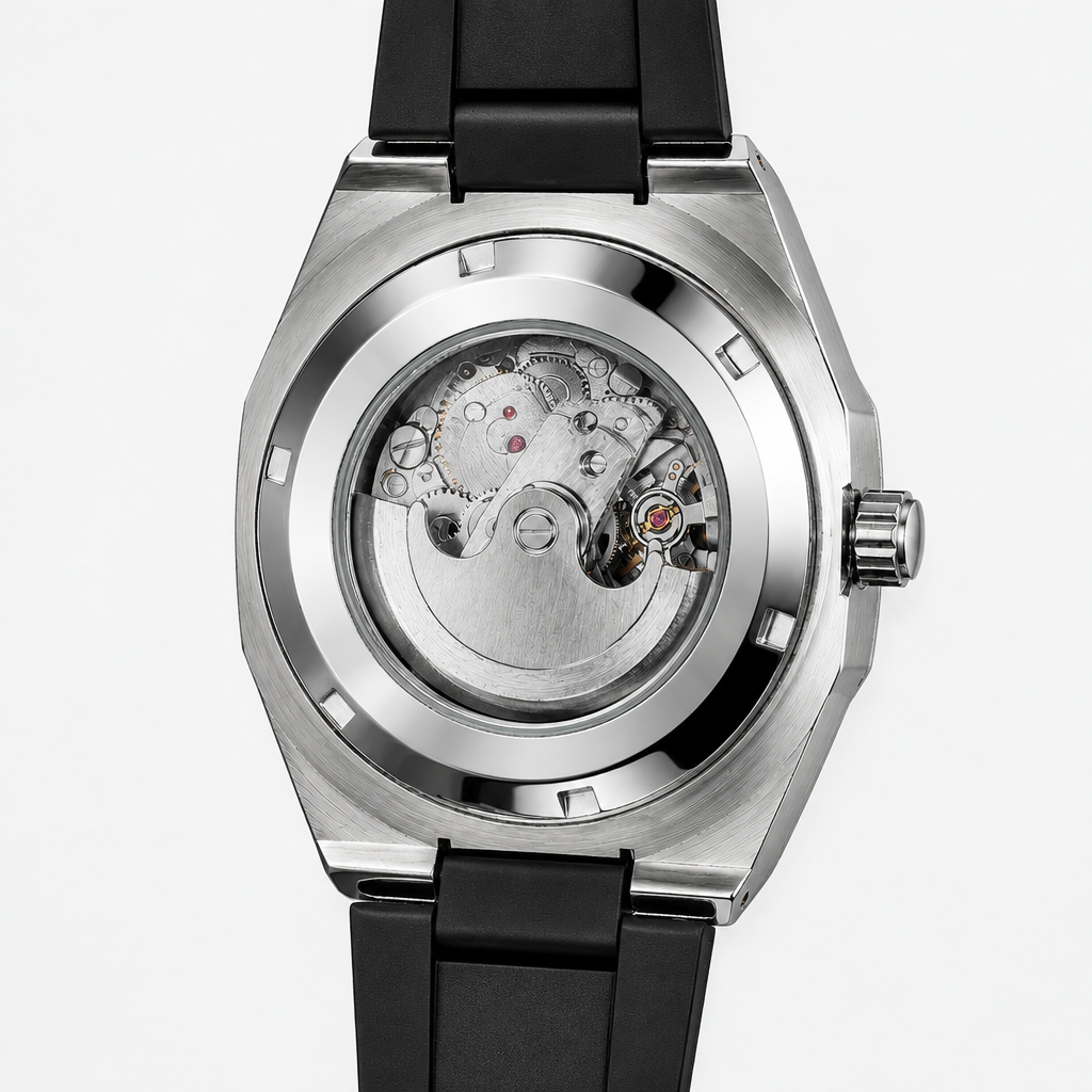 Axton Octa - Silver - case back with automatic movement