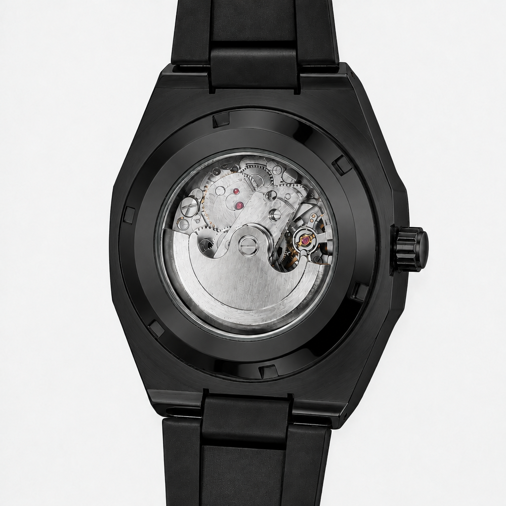 Axton Octa - Black - case back with automatic movement
